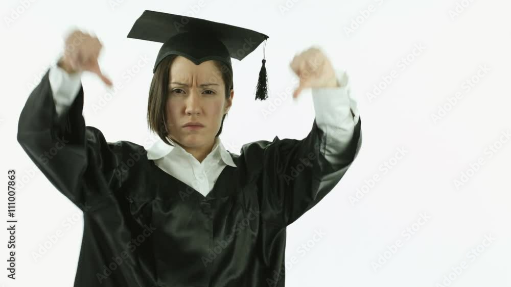 caucasian girl student graduating isolated on white expressing negativity thumbs down caucasian girl student graduating isolated on white expressing negativity thumbs down