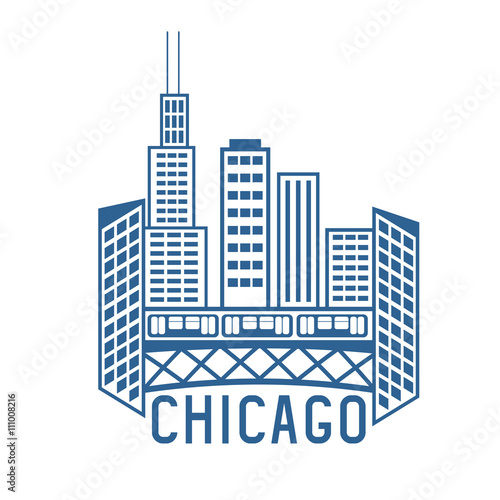 Chicago Illinois USA skyline vector design template