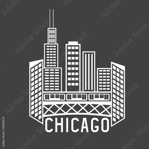 Chicago Illinois USA skyline vector design template