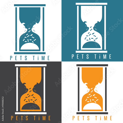 negative space vector illustration with pets and sandglass