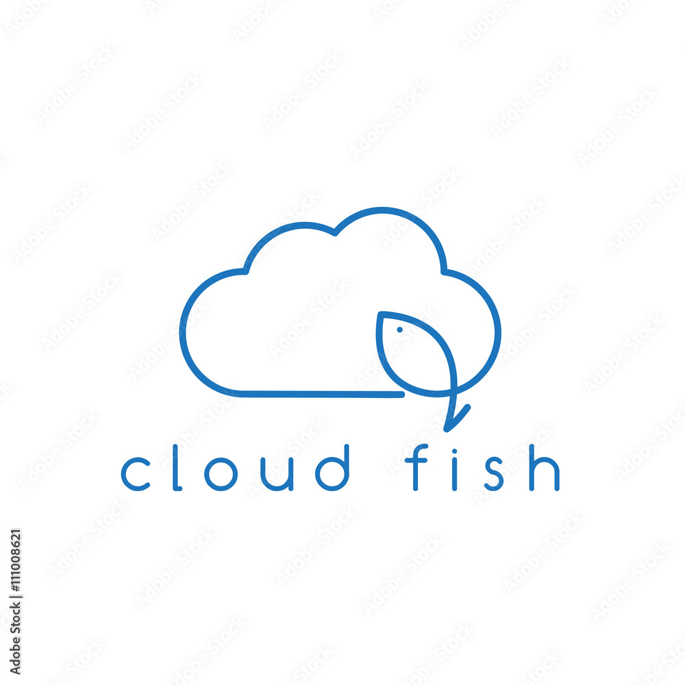 cloud and fish concept vector design template cloud and fish concept vector design template