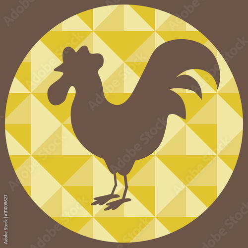 Silhouette of rooster stained glass window