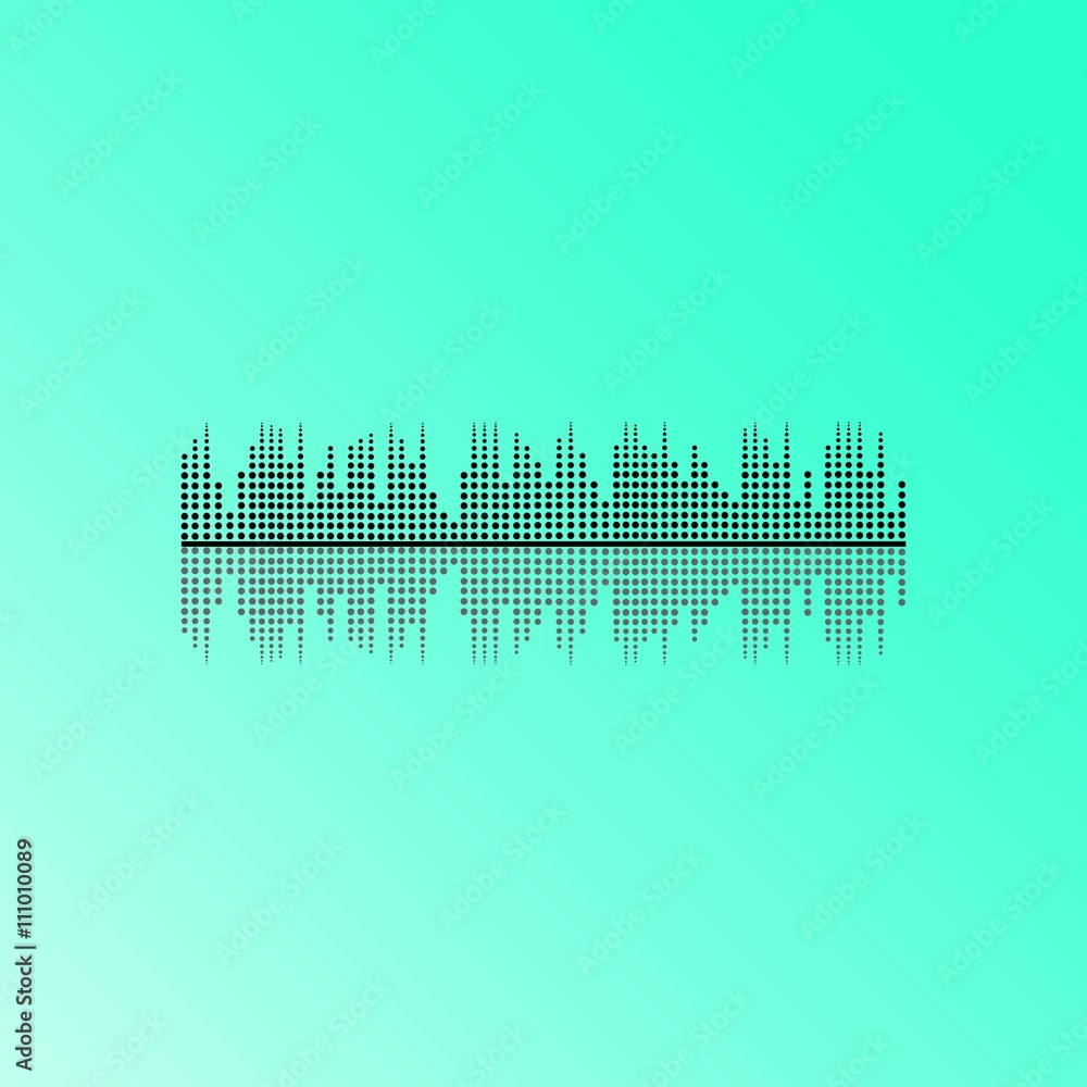 Halftone sound wave pattern modern music design element