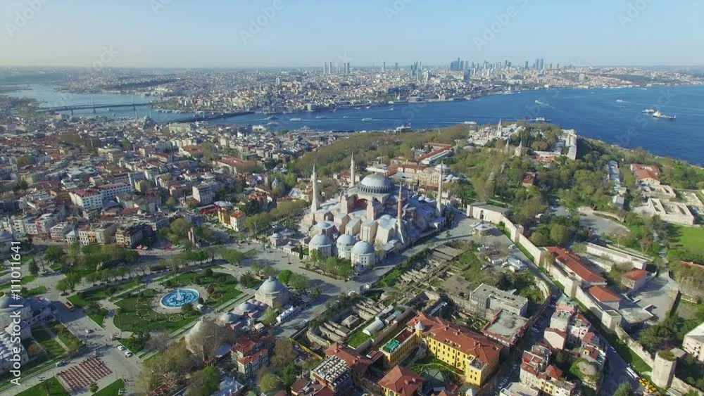 Aerial view from drone of famous landmark - Hagia Sophia in Istanbul, Turkey Aerial view from drone of famous landmark - Hagia Sophia in Istanbul, Turkey