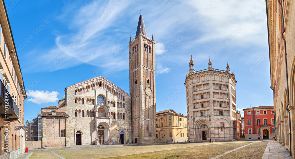 Panorama of Piazza Duomo in Parma