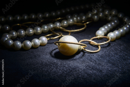 jewelery from natural pearls on velvet