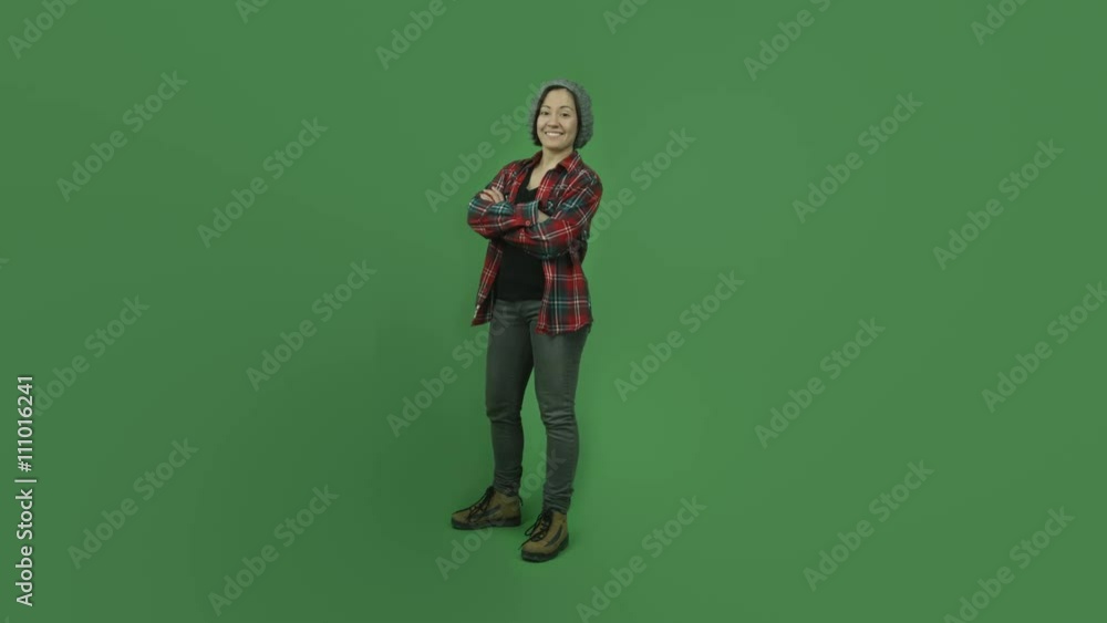 caucasian casual girl isolated on green screen confident caucasian casual girl isolated on green screen confident