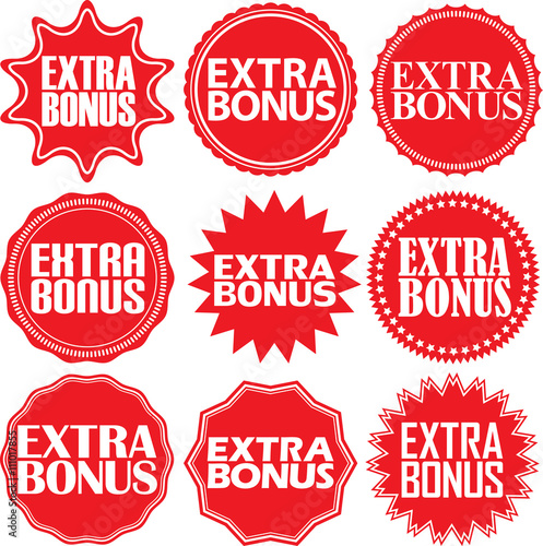 Extra bonus red label. Extra bonus red sign. Extra bonus red ban