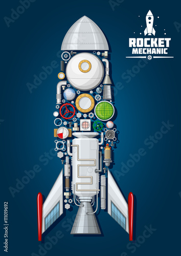 Rocket with detailed engine parts, body structure