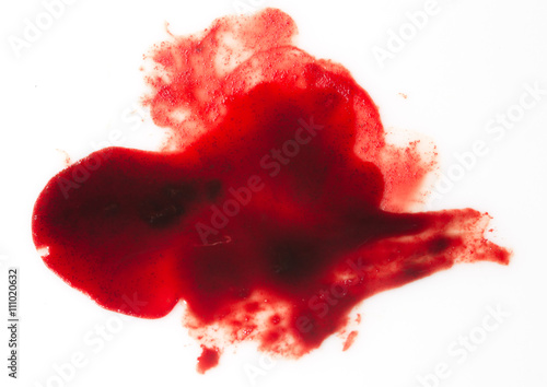 smeared red blood on white background photo