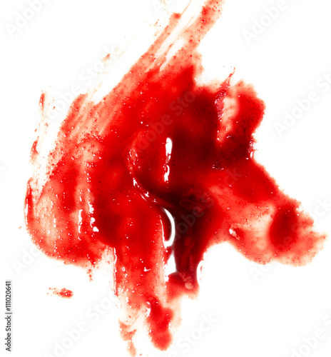 smeared red blood on white background