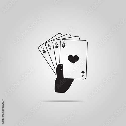 playing cards in hand. Vector icon