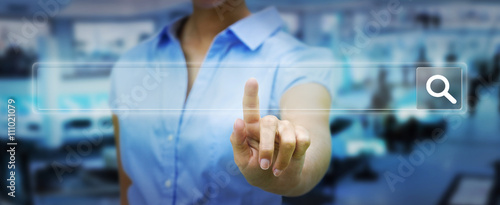 Photography Man surfing on internet with digital tactile web address bar