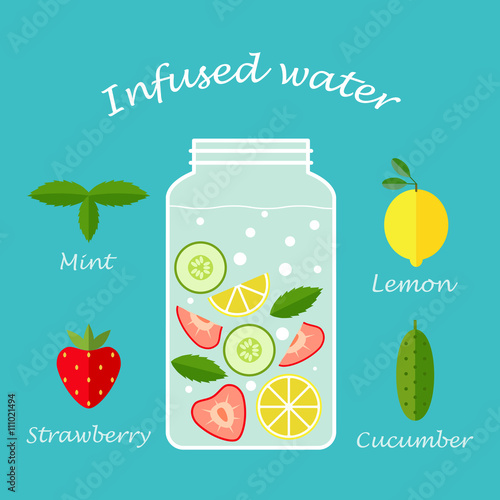 infused water fruit recipe illustration vector