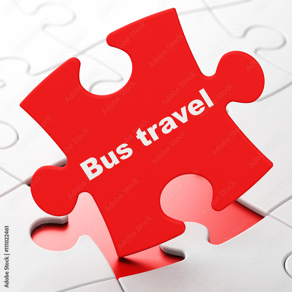 Travel concept: Bus Travel on puzzle background Travel concept: Bus Travel on puzzle background