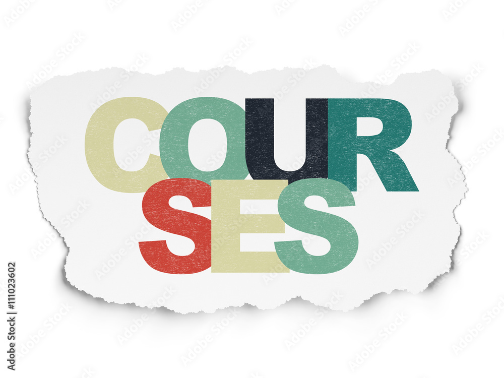 Education concept: Courses on Torn Paper background Education concept: Courses on Torn Paper background