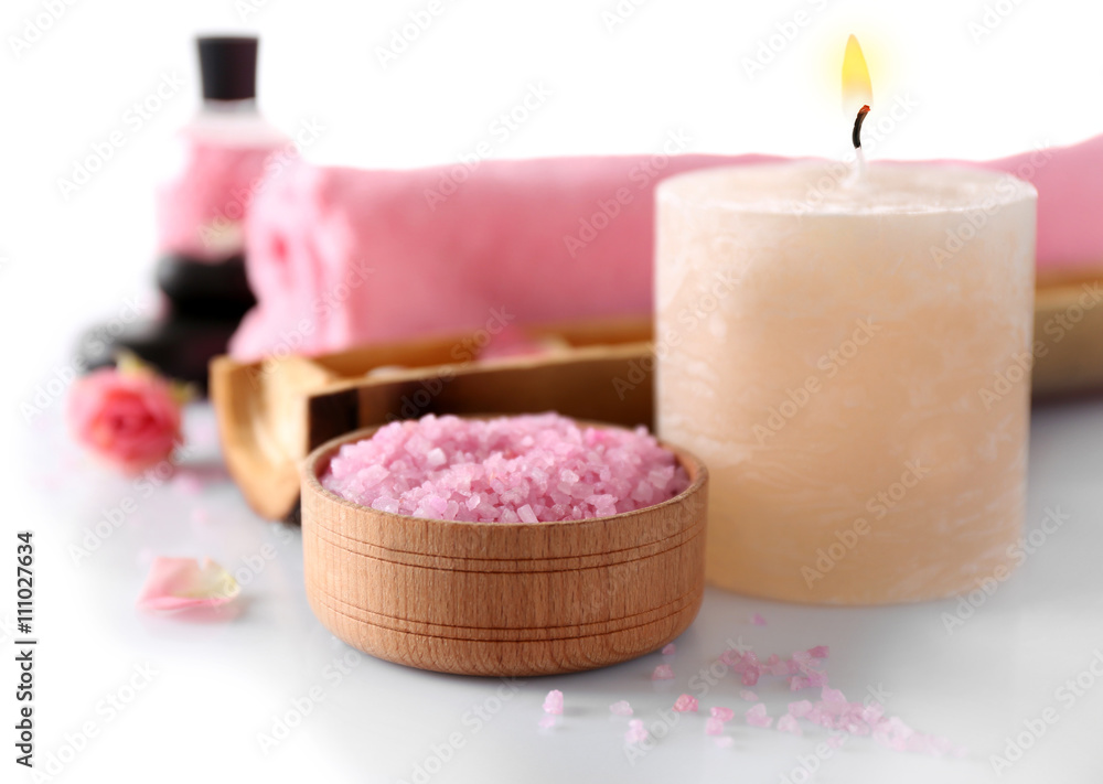 Beautiful composition of spa treatment, isolated on white Beautiful composition of spa treatment, isolated on white