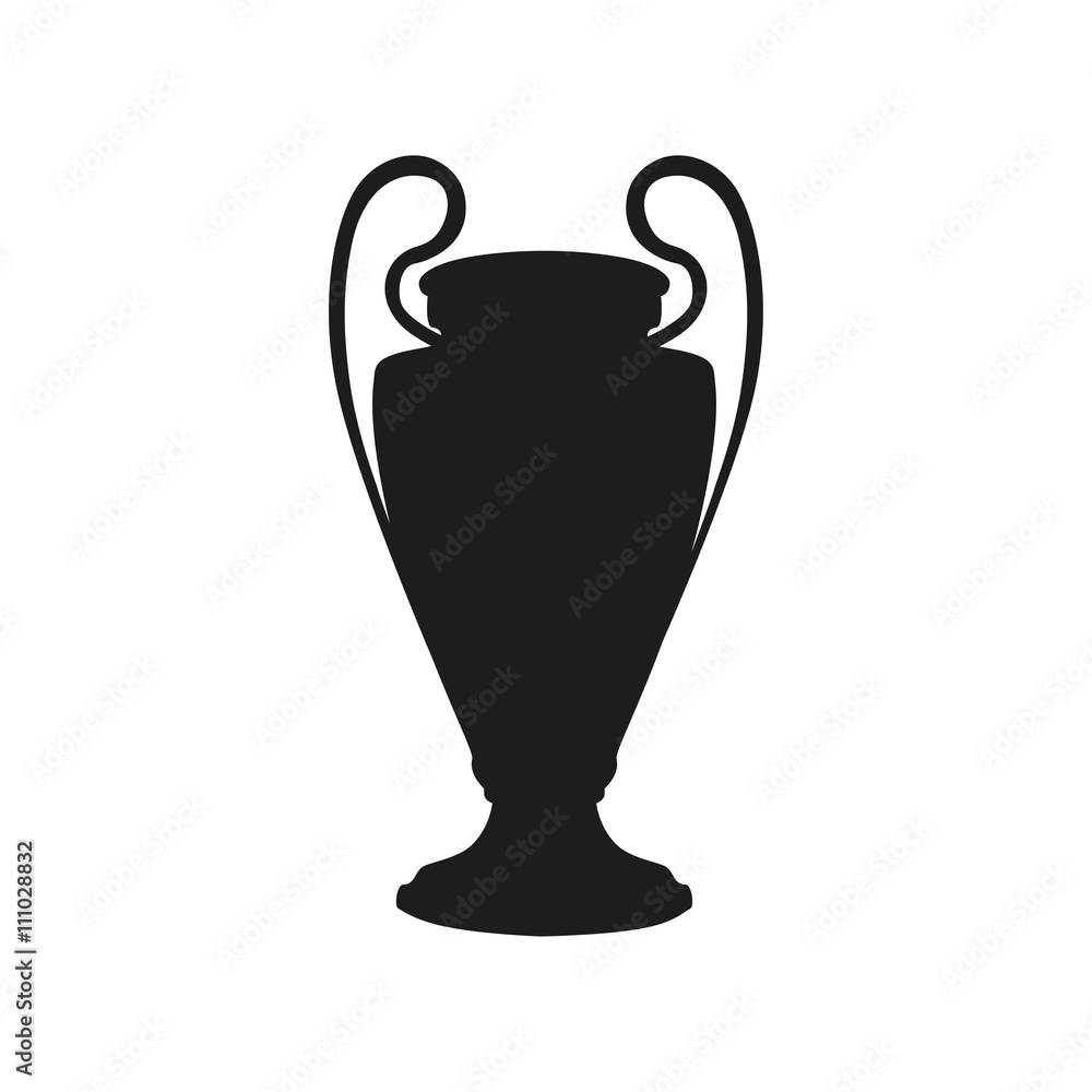 Black cup isolated on white background. Flat vector design element. UEFA Champions  league vector cup isolated on white. Competition winner prize trophy.  Football symbol icon. Black cup silhouette Stock Vector | Adobe