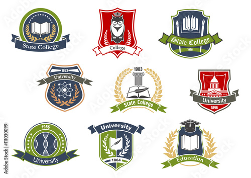 University and college school retro heraldic icons photo