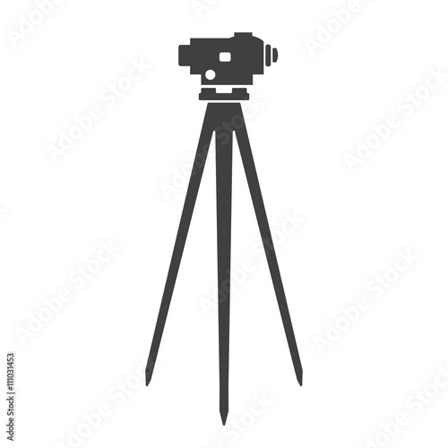 Theodolite on tripod line icon