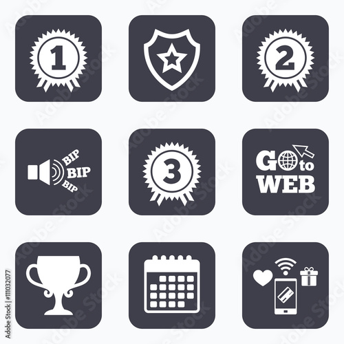 First, second and third place icons. Award medal
