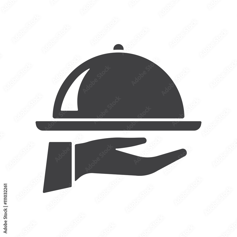 Tray on the hand icon Tray on the hand icon