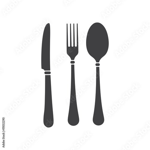 fork, knife and  spoon icon.
