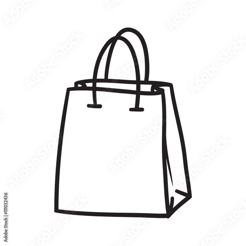 Shopping supermarket bag icon set vector line doodle symbols.