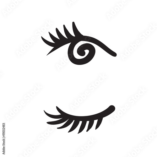 Hand drawn eyes set illustration black and white.