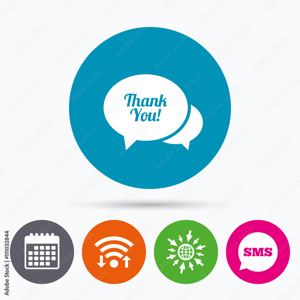 Speech bubble thank you icon. Customer service. Speech bubble thank you icon. Customer service.