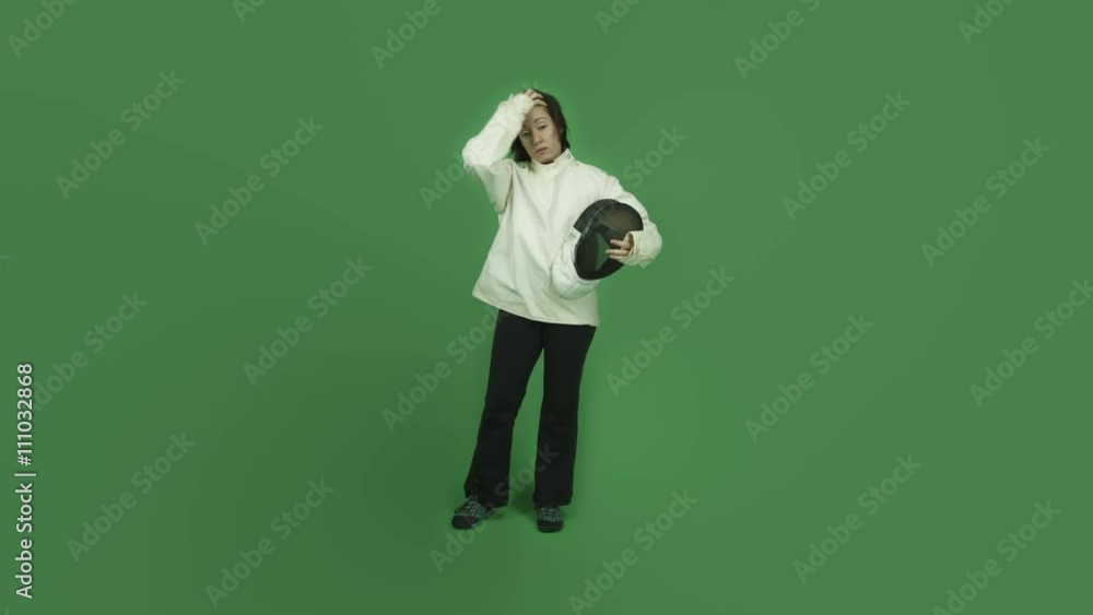 caucasian fencing with sword girl isolated on green screen luck fingers crossed caucasian fencing with sword girl isolated on green screen luck fingers crossed