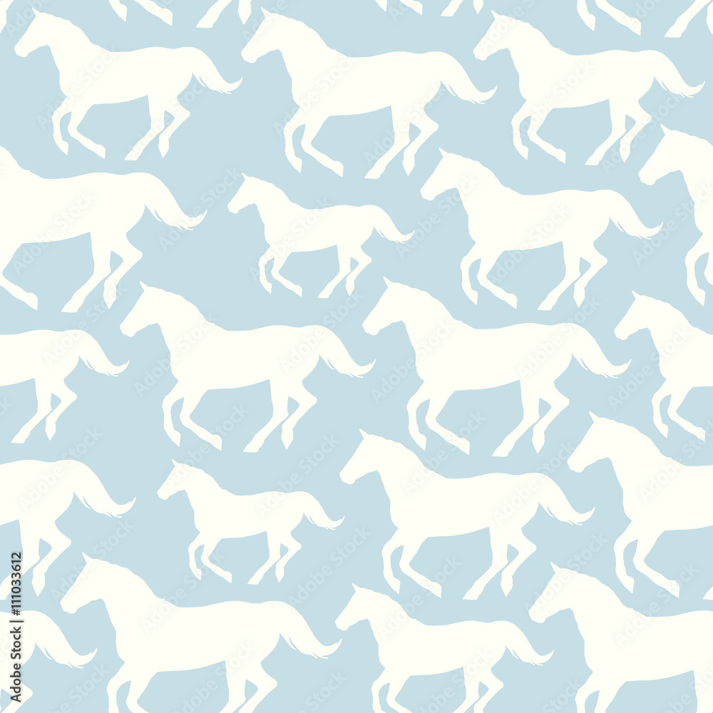 Obraz premium Seamless pattern with stylized horses