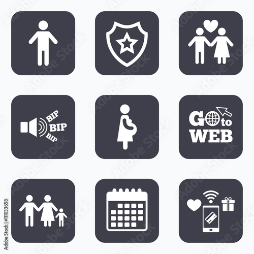 Family lifetime icons. Couple love and pregnancy