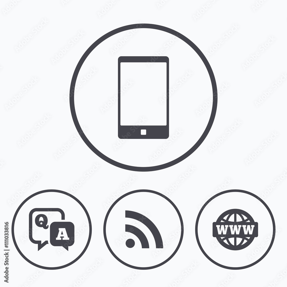 Question answer icon. Smartphone and chat bubble Question answer icon. Smartphone and chat bubble