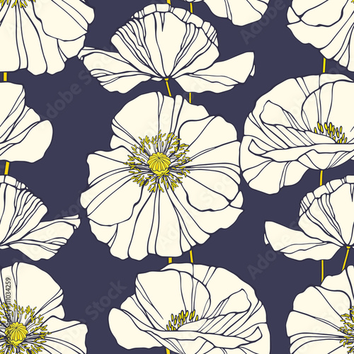 Floral seamless pattern with poppies