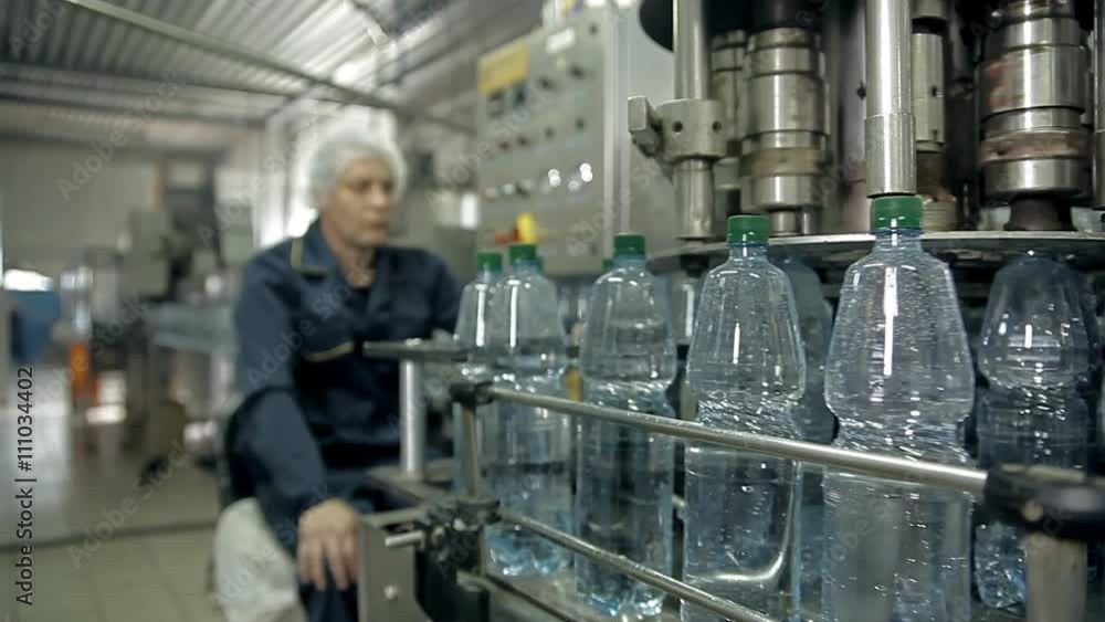 The control of a production line for bottling mineral water in bottles The control of a production line for bottling mineral water in bottles