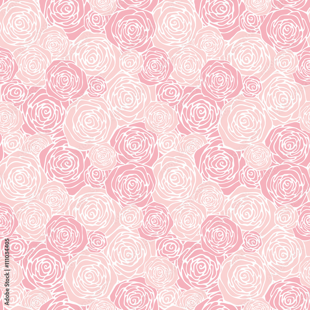 Seamless pattern with outline roses Seamless pattern with outline roses