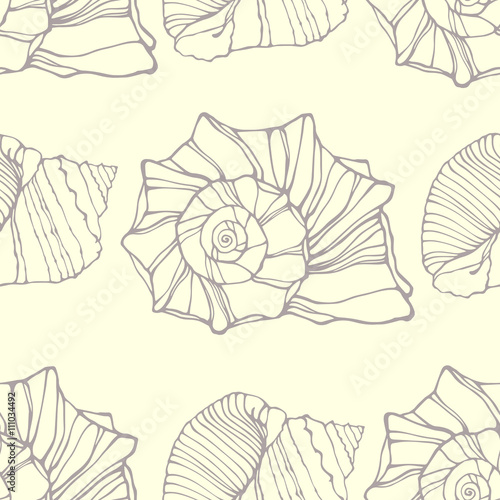 Seamless pattern with decorative shells