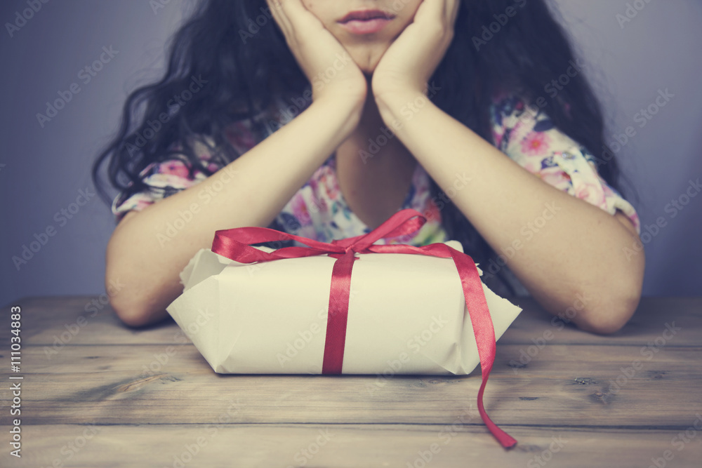 woman and gift box woman and gift box