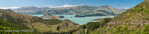 Fototapeta Naklejka Na Ścianę i Meble -  Panoramic view of the coastline around Governors Bay near Christchurch on South Island of New Zealand