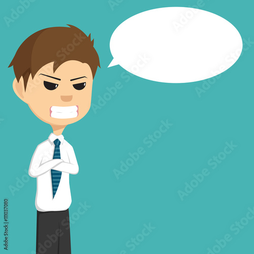 Angry Businessman See Or Talking With Something
