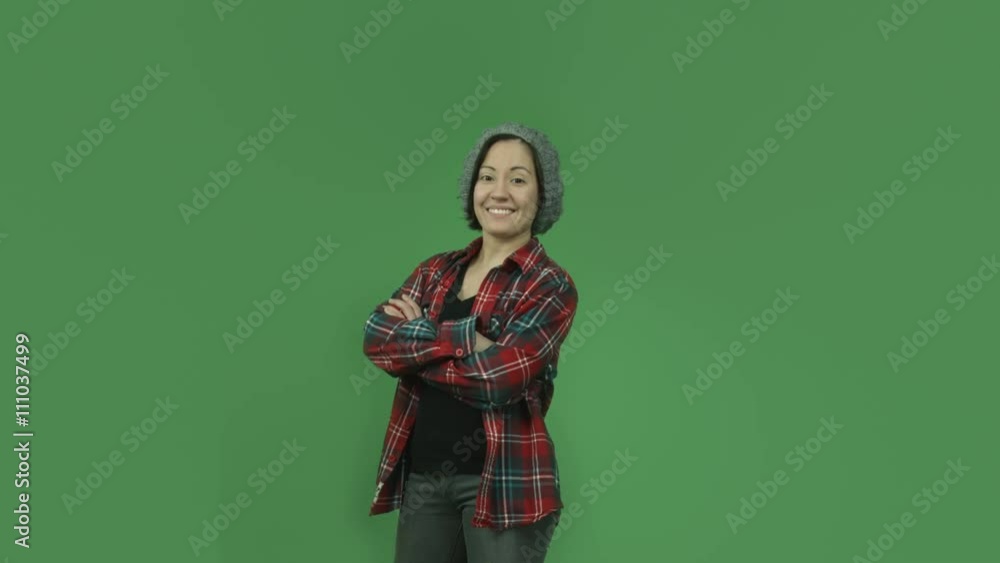 caucasian casual girl isolated on green screen confident caucasian casual girl isolated on green screen confident