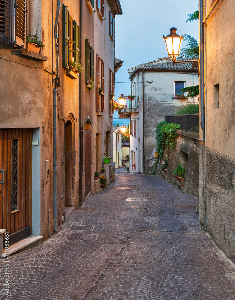 Evening small street Tuscany, Italy