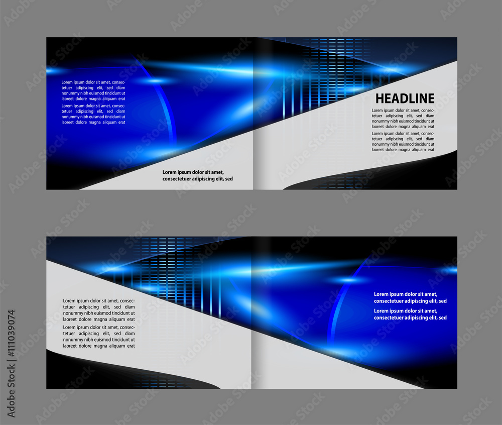 Fototapeta premium Vector empty bi-fold brochure print template design, newsletter booklet layout 