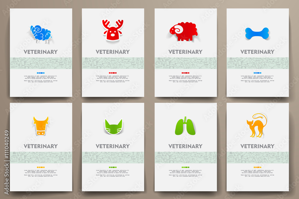 Corporate identity vector templates set with doodles veterinary theme Corporate identity vector templates set with doodles veterinary theme