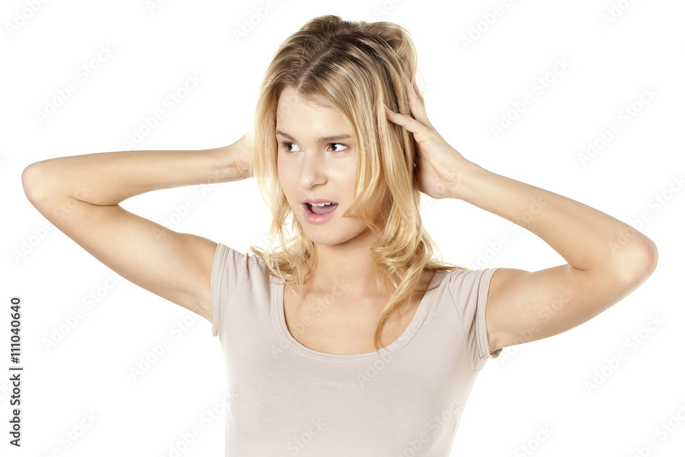 beautiful girl shock while looking something beautiful girl shock while looking something