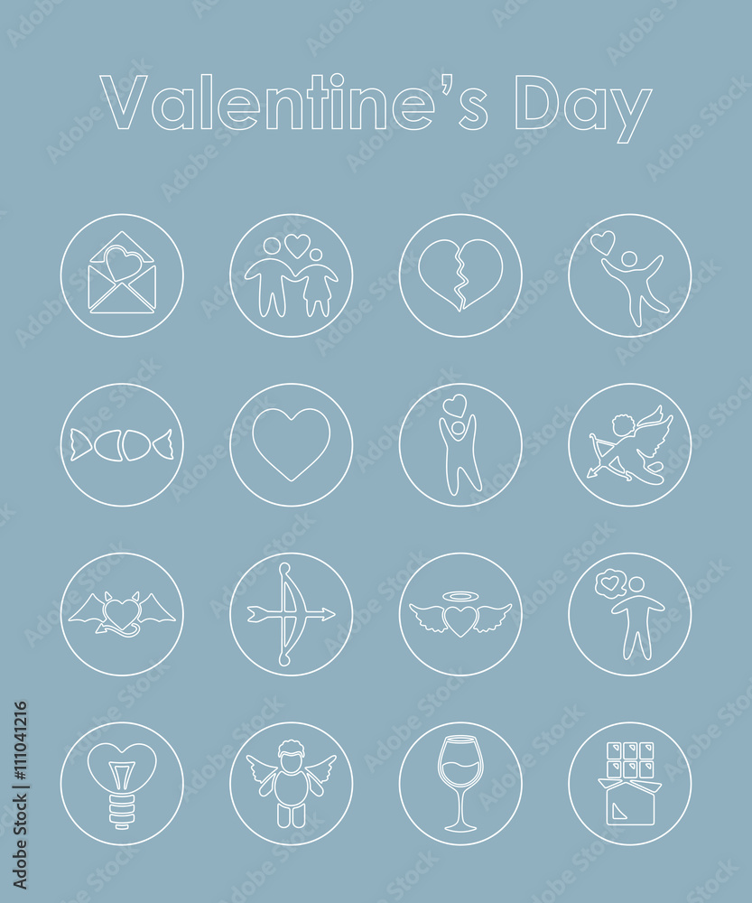 Fototapeta premium Set of Valentine's Day simple icons