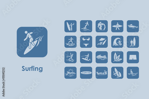 Set of surfing simple icons