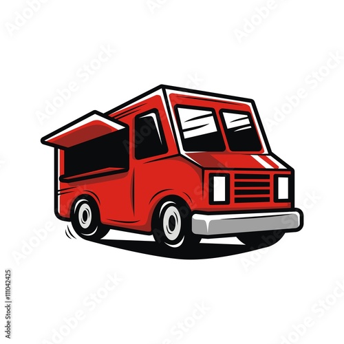 Fun and playful red food truck vector