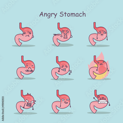 Angry cartoon Stomach set